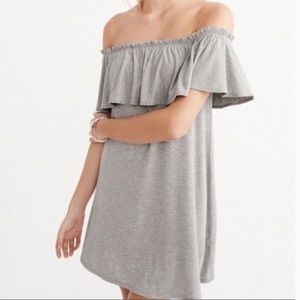 abercrombie ruffle off-the-shoulder grey dress